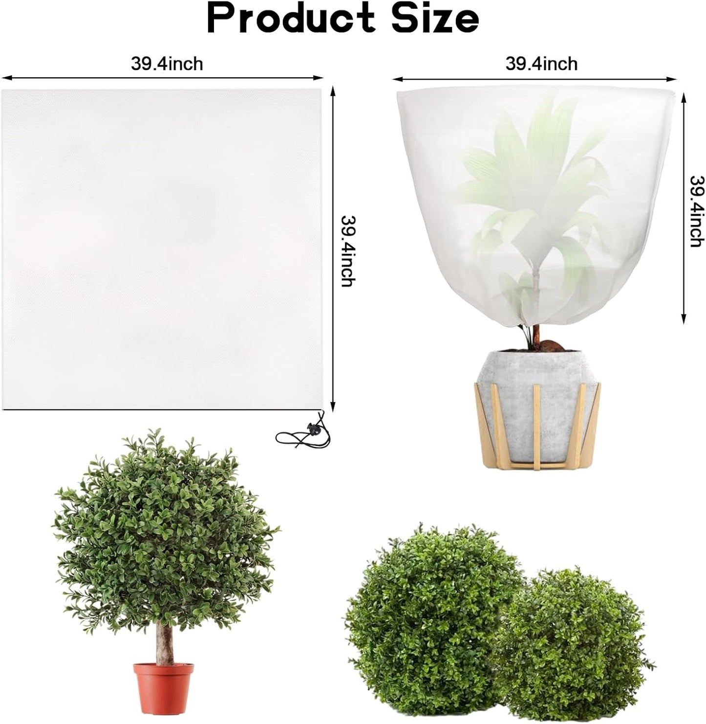Svepndic 2 PCS Winter Plant Covers Freeze Protection,39X39 Reusable Plant Protector Bag with Drawstring,Winter Plants Jacket Warm Shrubs Cover Blanket Frost Protection for Outdoor Garden Plants