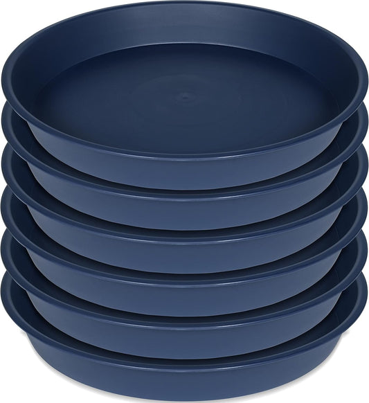 6 Pack of 10 inch Plant Saucer Blue, Heavy Duty Plastic Plant Saucer 10 inch Round, Flower Plant Saucers for Indoors, Plant Trays for Planter 8"/9"/10" (10", Blue)