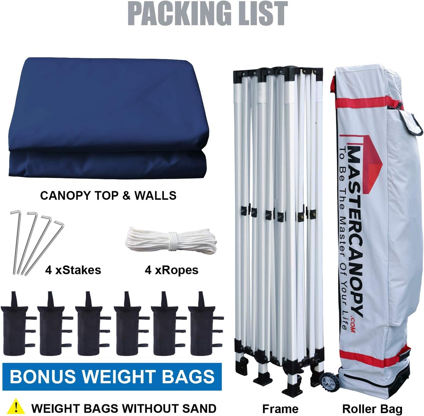 MASTERCANOPY Heavy Duty Pop-up Canopy Tent with Sidewalls (10x20,Navy Blue)