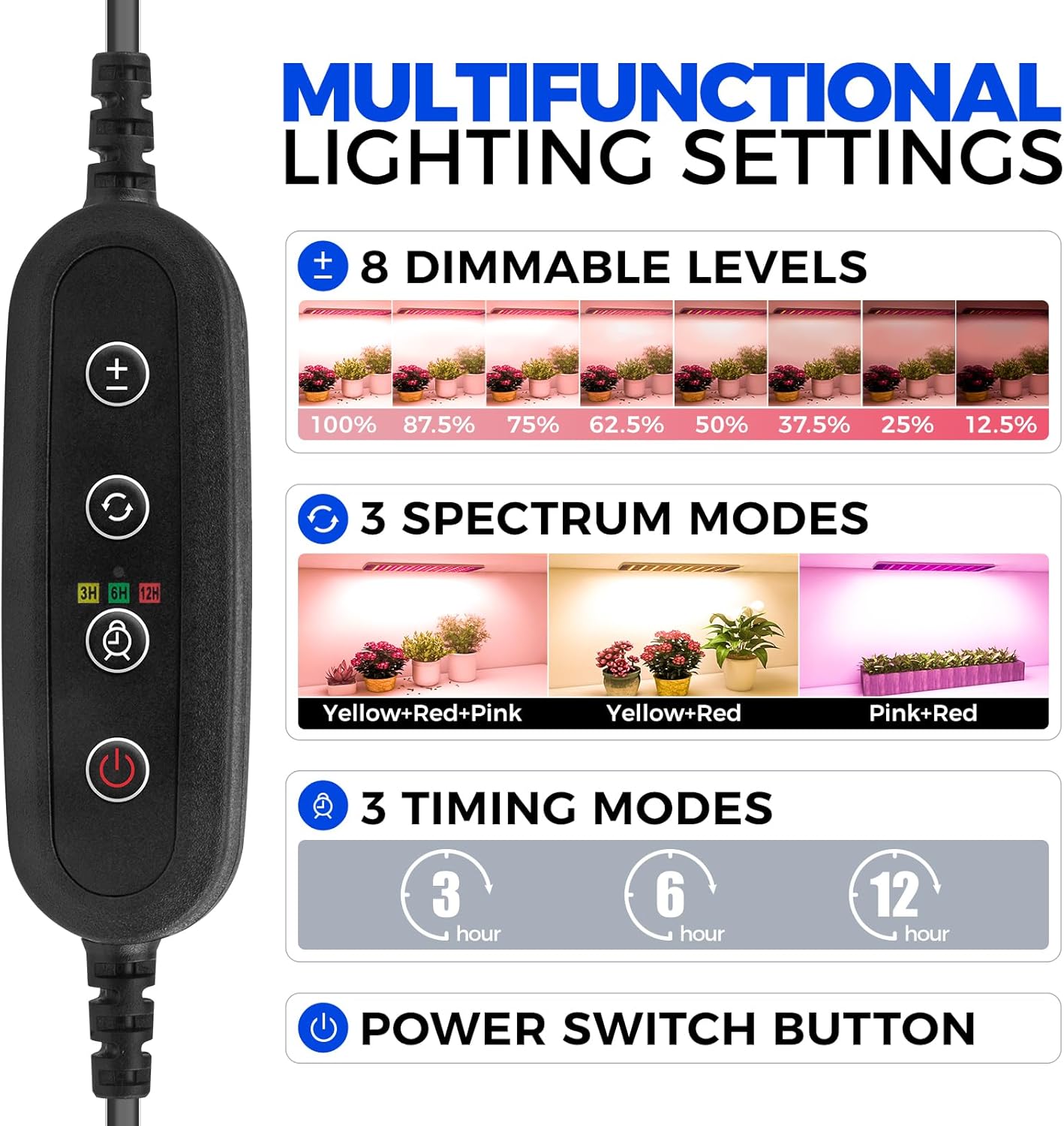 Barrina CX83 Plant Shelf with Grow Light, 5-Tier, Plant Stand with 10W Ultra-Thin Grow Light Panels for Hydroponics, Seedlings, Succulents, Flowers, Veg, 3/6/12h Timer, 15.7" L x 11.8" W x 59.1" H