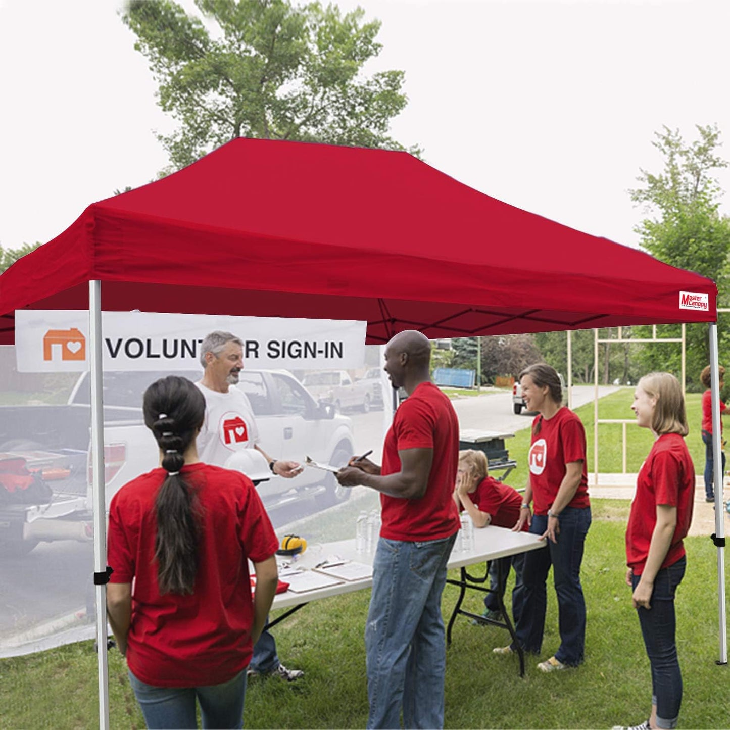 MASTERCANOPY Heavy Duty Pop-up Canopy Tent with Sidewalls (10x15,Red)