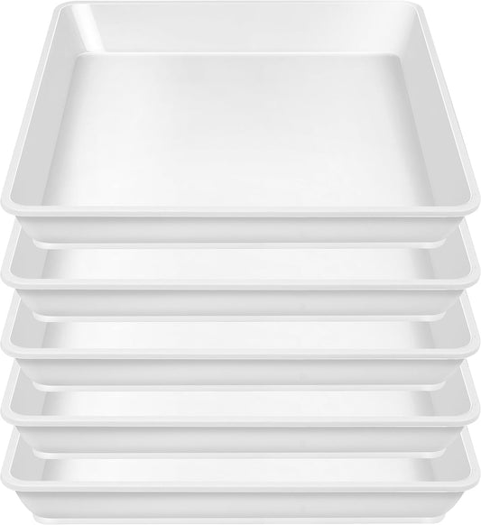 5 Pack Square Plant Saucer 14 Inch, Durable Plastic Plant Trays Plant Pot Saucers, Square Planters for Indoors and Outdoors Plants，Large Plant Saucers for Pots.