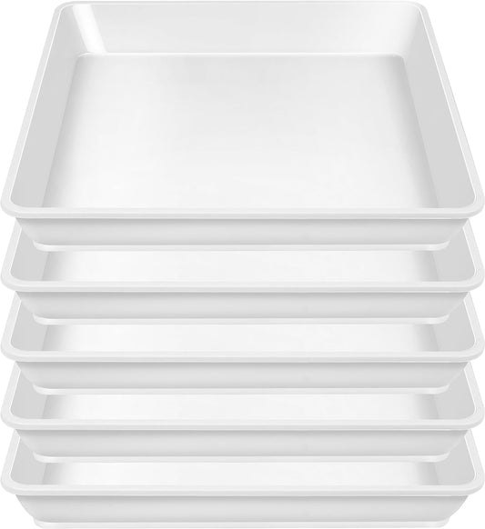 Square Plant Saucer 10 Inch, 5 Pack Plastic Plant Water Dray Tray Plants, Pot Saucers for Plants Square Planters for Indoors and Outdoors Plants，Saucer for Plant Pots.
