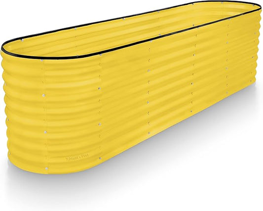Galvanized Raised Garden Beds Outdoor // 8×2×2 ft Planter Raised Beds for Gardening, Vegetables, Flowers // Large Metal Garden Box (Yellow) // Patented Tool-Free Design