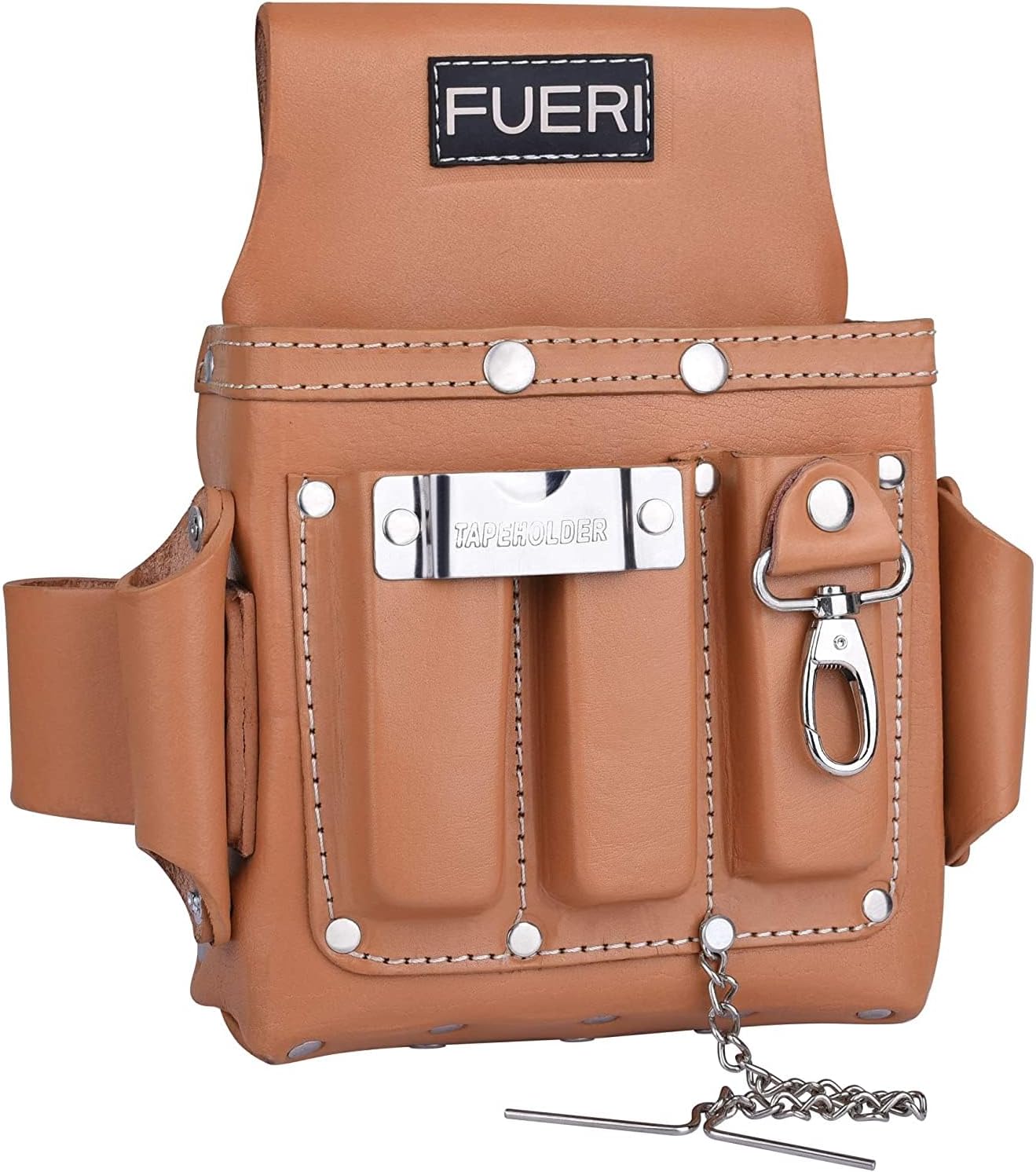 FUERI Leather Tool Pouches Carpenter Electrician Belt Bags Organizer 4 Pocket Professional Heavy Duty Pouch for Construction Framing