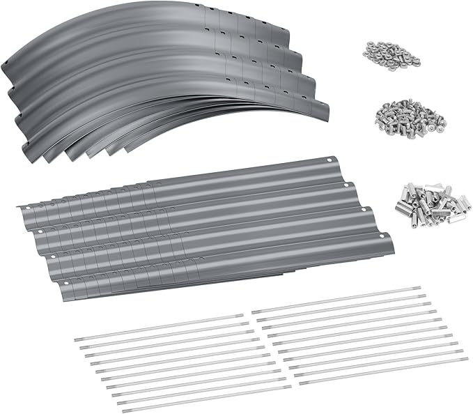 Land Guard 8×2×1ft Galvanized Raised Garden Bed Kit, 108 Gallon Capacity Raised Garden Boxes Outdoor, Oval Metal Raised Garden Beds for Vegetables, Modern Grey(with 10 Connecting rods)