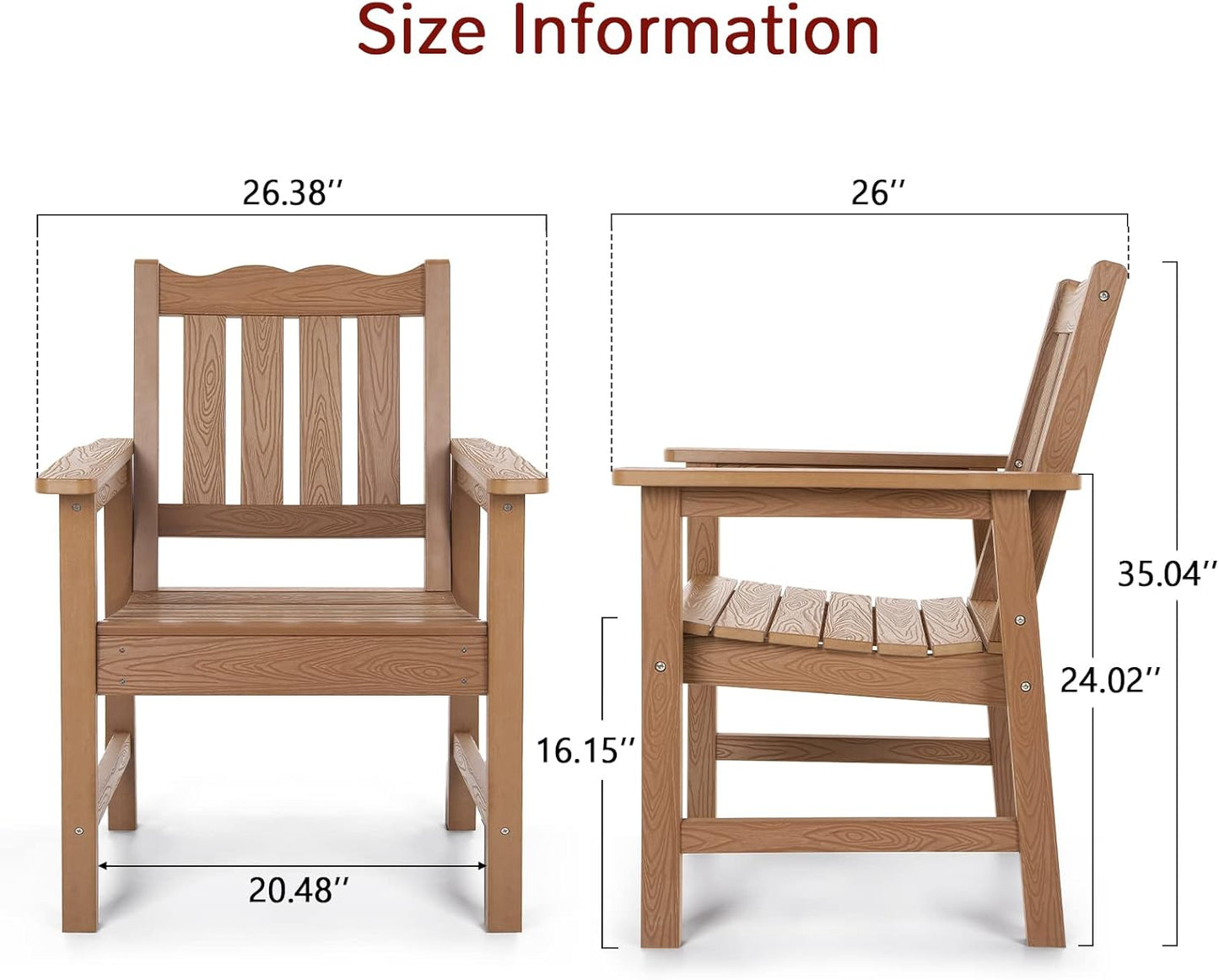 Stoog All-Weather Garden Bench & Chairs Set, 3-Piece Patio Furniture Set, Include 2 Outdoor Chairs and 1 Outdoor Bench, Teak