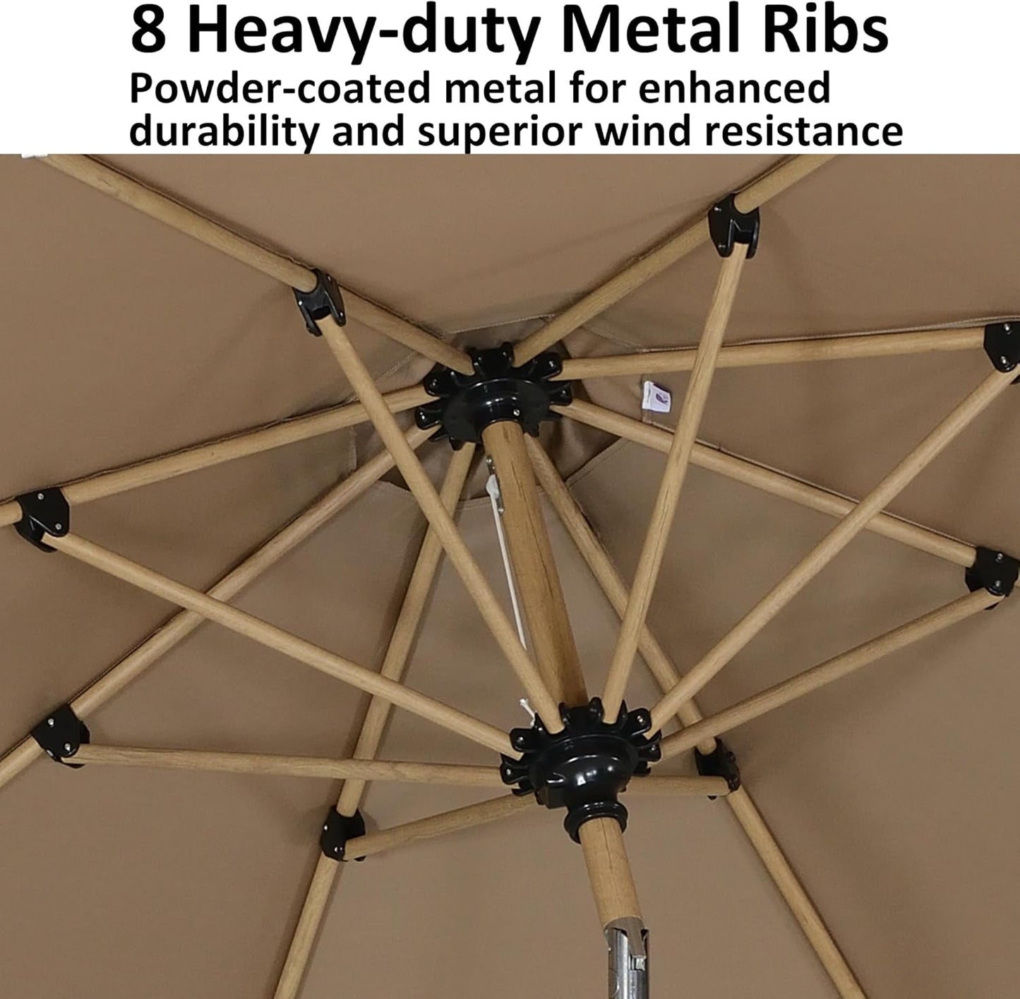 PURPLE LEAF 6.5' x 10' Patio Umbrella Outdoor Table Umbrella Aluminum Market Umbrella with Push Button Tilt & 8 Sturdy Ribs and Crank Rectangular Sun Umbrella for Pool Backyard Beach, Taupe