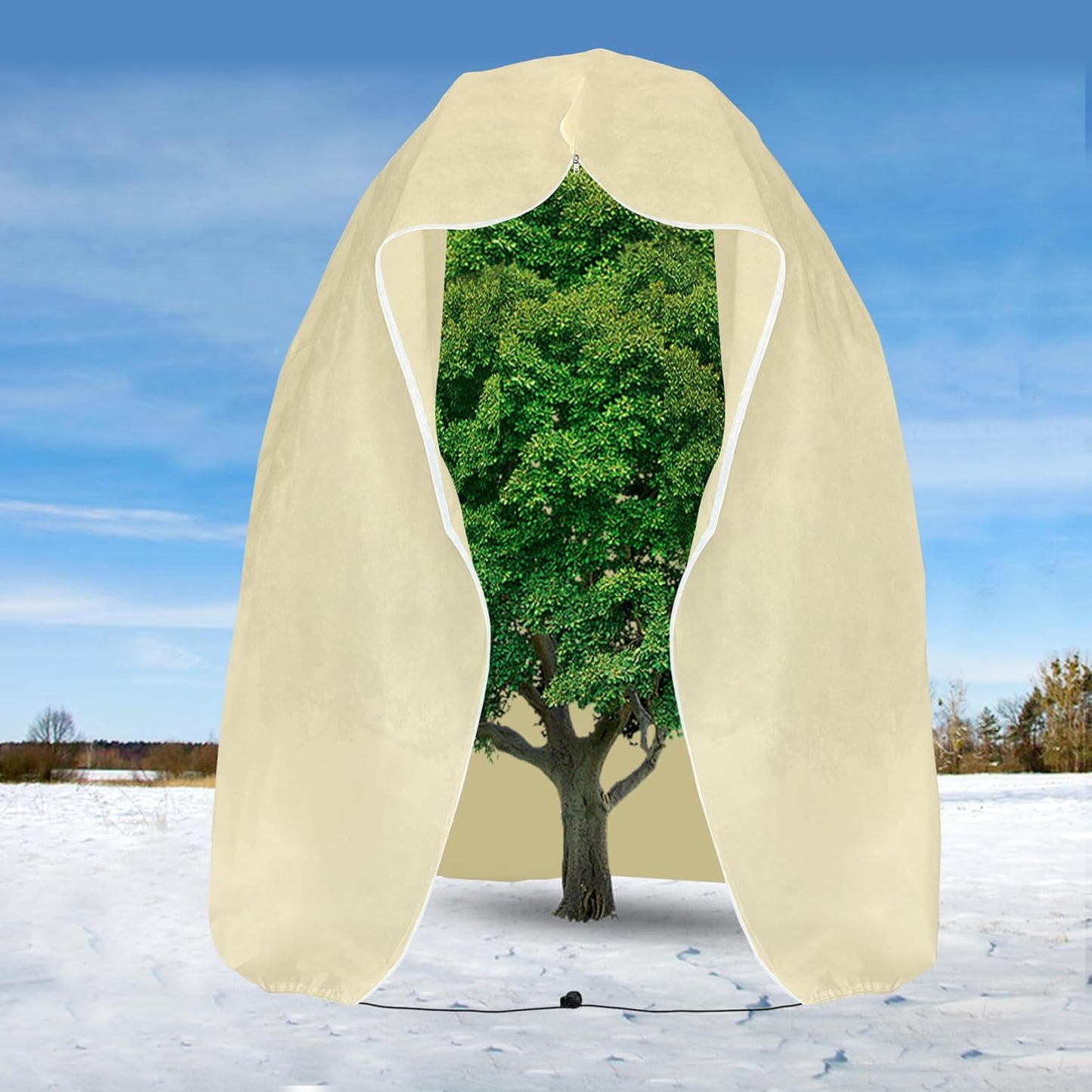 94" x 79" Large Plant Covers Freeze Protection- Reusable Winter Plant Frost Protection Cover Bags with Zipper Drawstring- Frost Cloth Blankets for Outdoor Plants Trees Against Freezing Animals Eat