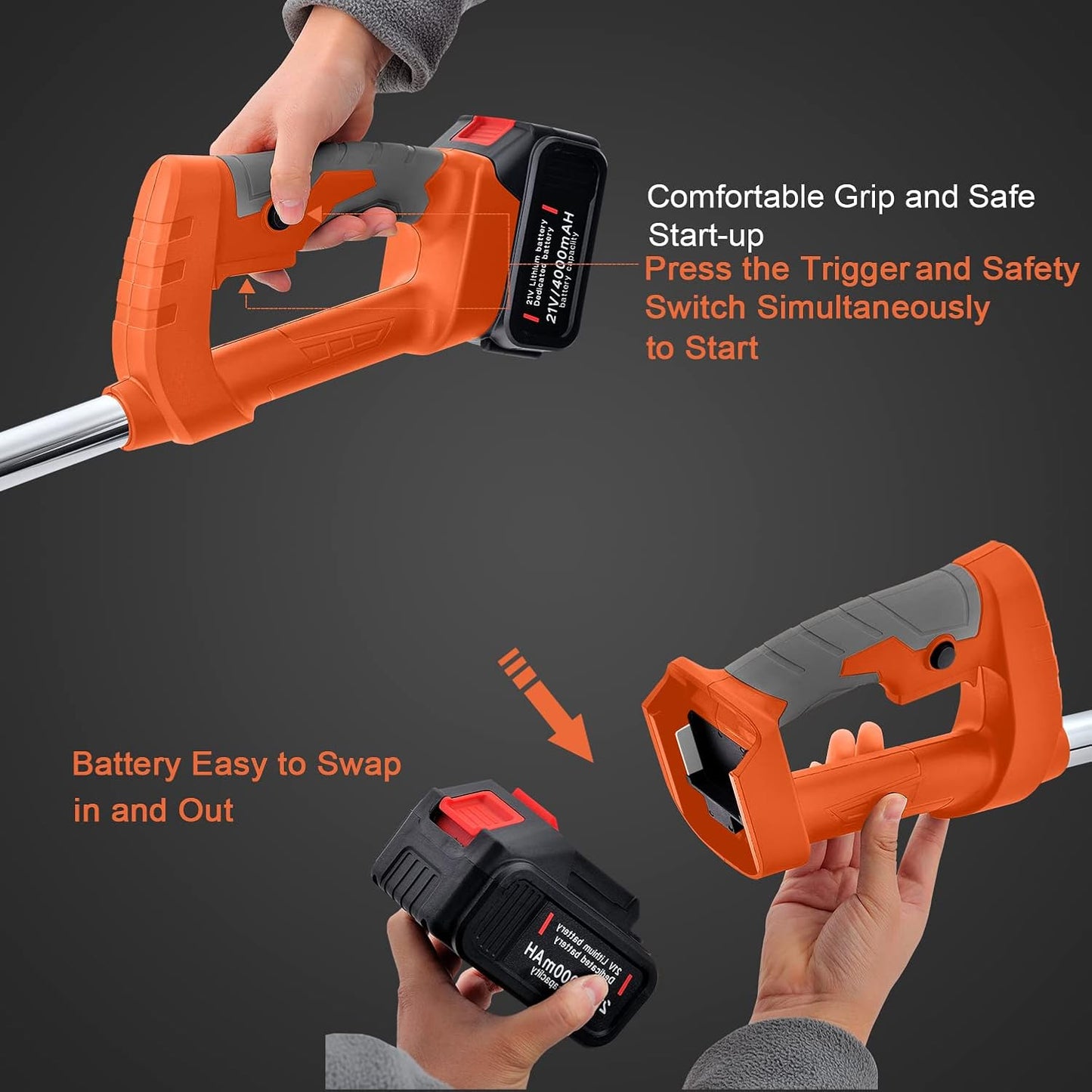 MAXMAN Weed Wacker, Weed Eater Battery Powered, Cordless Brush Cutter with 2Pcs 21V 4000mAh Batteries and 10Pcs Metal Blades, Lightweight Electric Grass Cutter Weed Trimmer for Yard Trimming & Edging