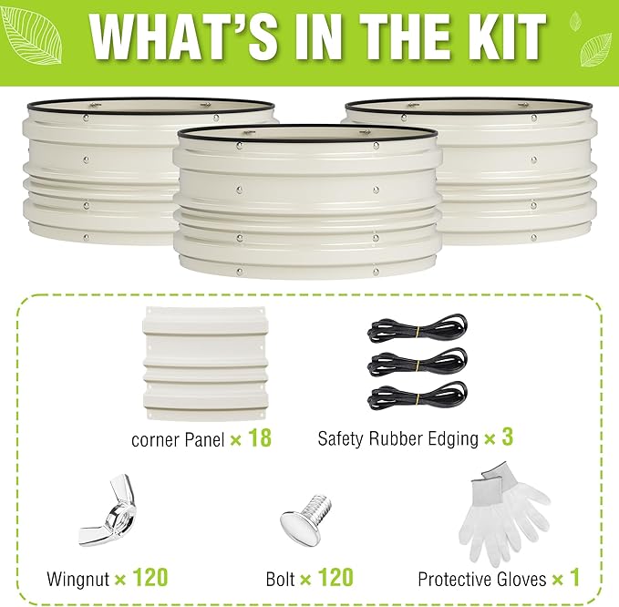 WORKPRO 3Pcs 2x2x1ft Galvanized Raised Garden Bed Set, Rust & Corrosion Protection, Easy Assembly, Safe Edge, Ideal for Vegetables & Flowers, White