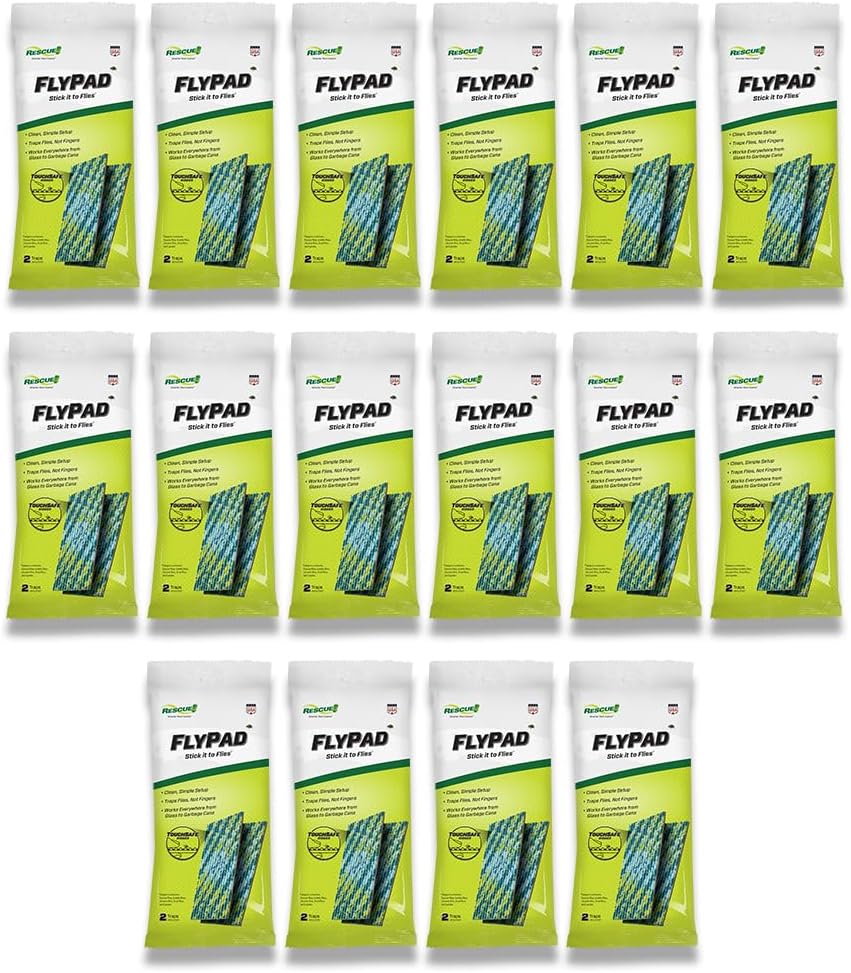 RESCUE! FlyPad – Sticky Fly Traps for Indoor & Outdoor Use - 16 Pack (32 Traps)