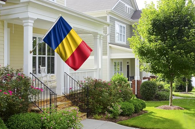 Double Sided Romania Flag 2x3FT Romanian National Polyester Banner With 2 Grommets Fade Resistant Vivid Color For Patriotic Festival Events Party Decoration(Romania, 2x3FT-3ply)