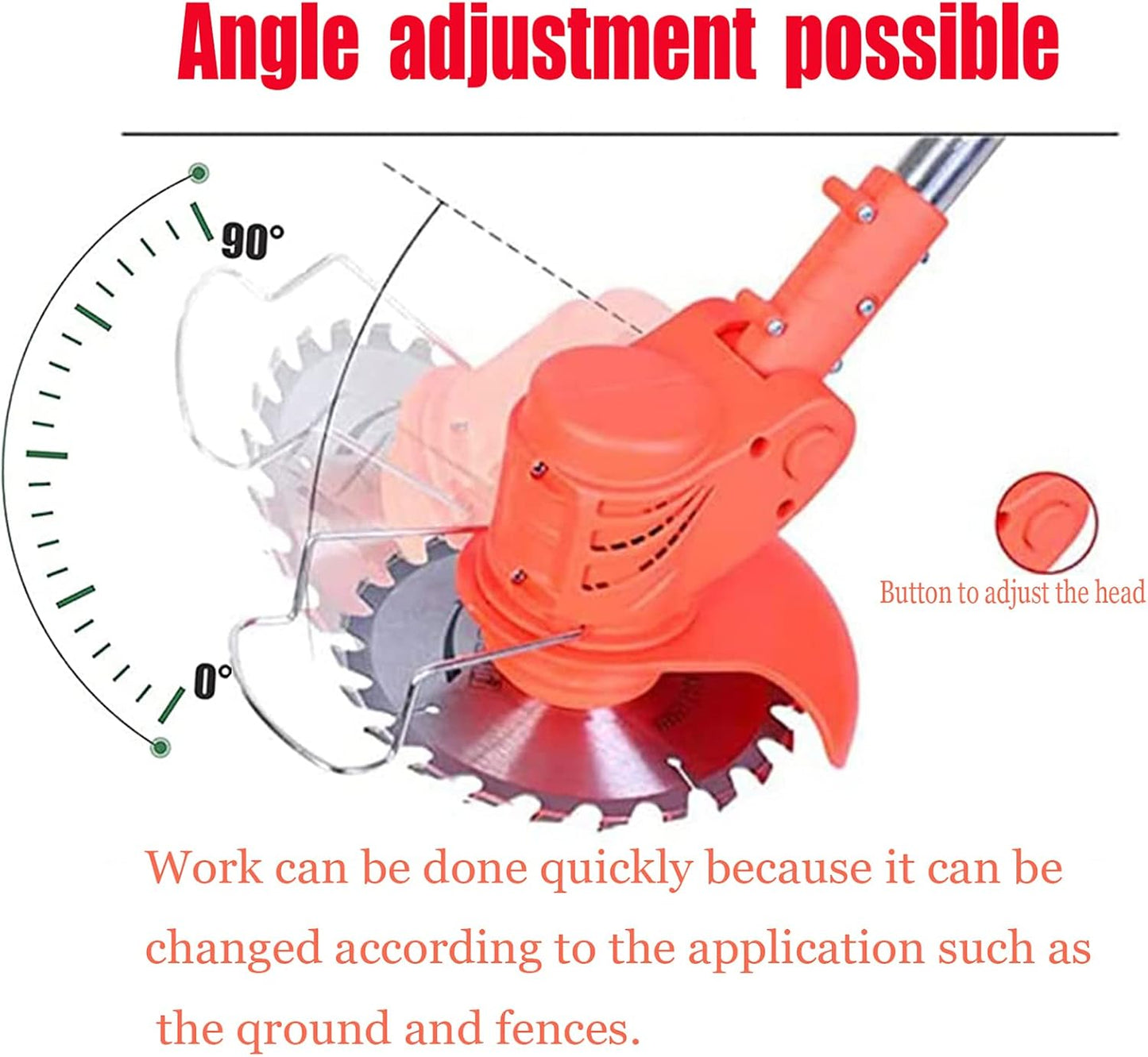 Weed Wacker Electric Cordless Grass Trimmer,with 3Types Blades,Included 2Pcs 24v 4Ah Batteries Electric Stringless Weed Trimmer Lightweight 2.6lb， for Yard and Garden