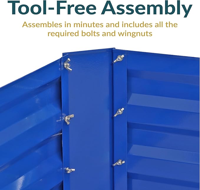 Sunnydaze Galvanized Raised Garden Bed - Metal Raised Bed for Gardening - Outdoor Planter Box for Flowers, Plants, and Vegetables - Blue - 48" W x 36" D x 12" H Rectangle