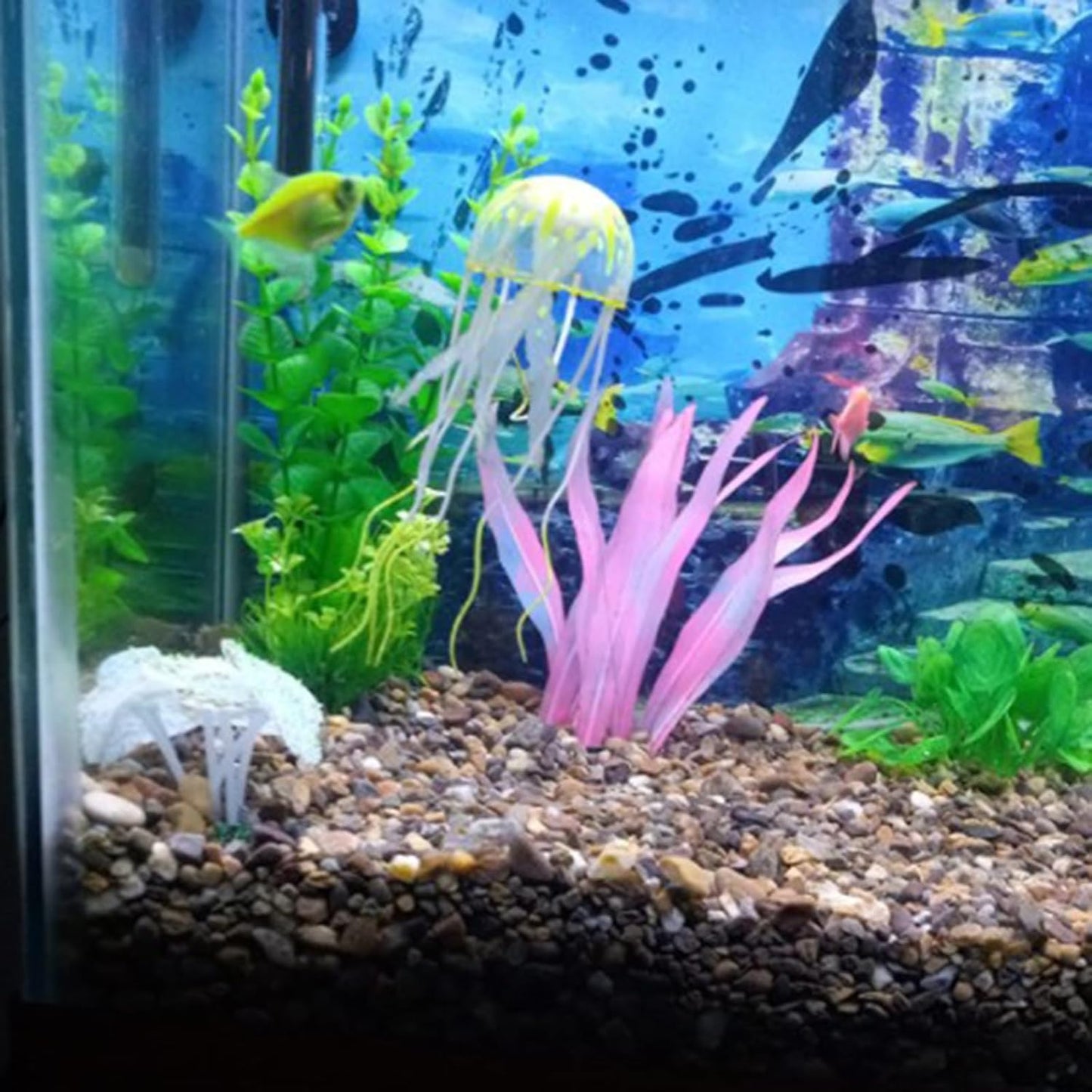 3Pcs Soft Silicone Aquarium Plants Set Glowing Kelp Fish Tank Plants Decor Artificial Pink Aquarium Plant Simulation Artificial Water Grass for Fish Tank,7.08in9.84in16.9in