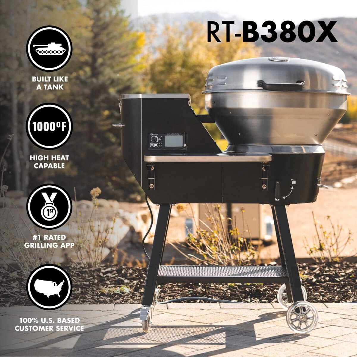 recteq Pellet Grill RT-B380X Bullseye Deluxe + BBQ Masters Bundle, WiFi Enabled Electric Pellet Smoker Grill, Wood Pellets, BBQ Outdoor, Smoke, Sear, and More