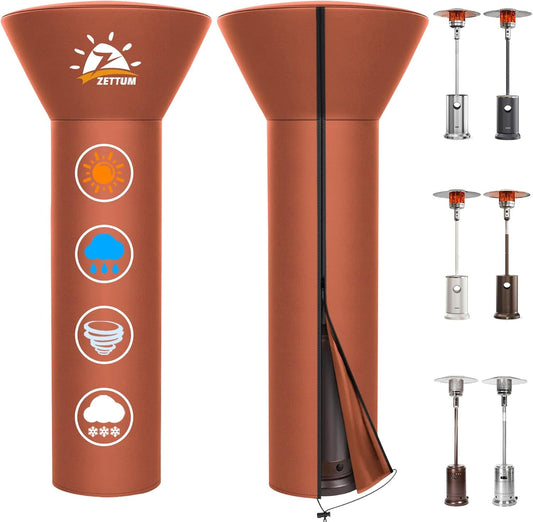 Patio Heater Covers - 600D Outdoor Heater Cover with Zipper Heavy Duty Waterproof, Propane Heat Cover for East Oak, Hampton Bay, Amazon Basics and Fire Sense (87" Height x 33" Dome x 19" Base)
