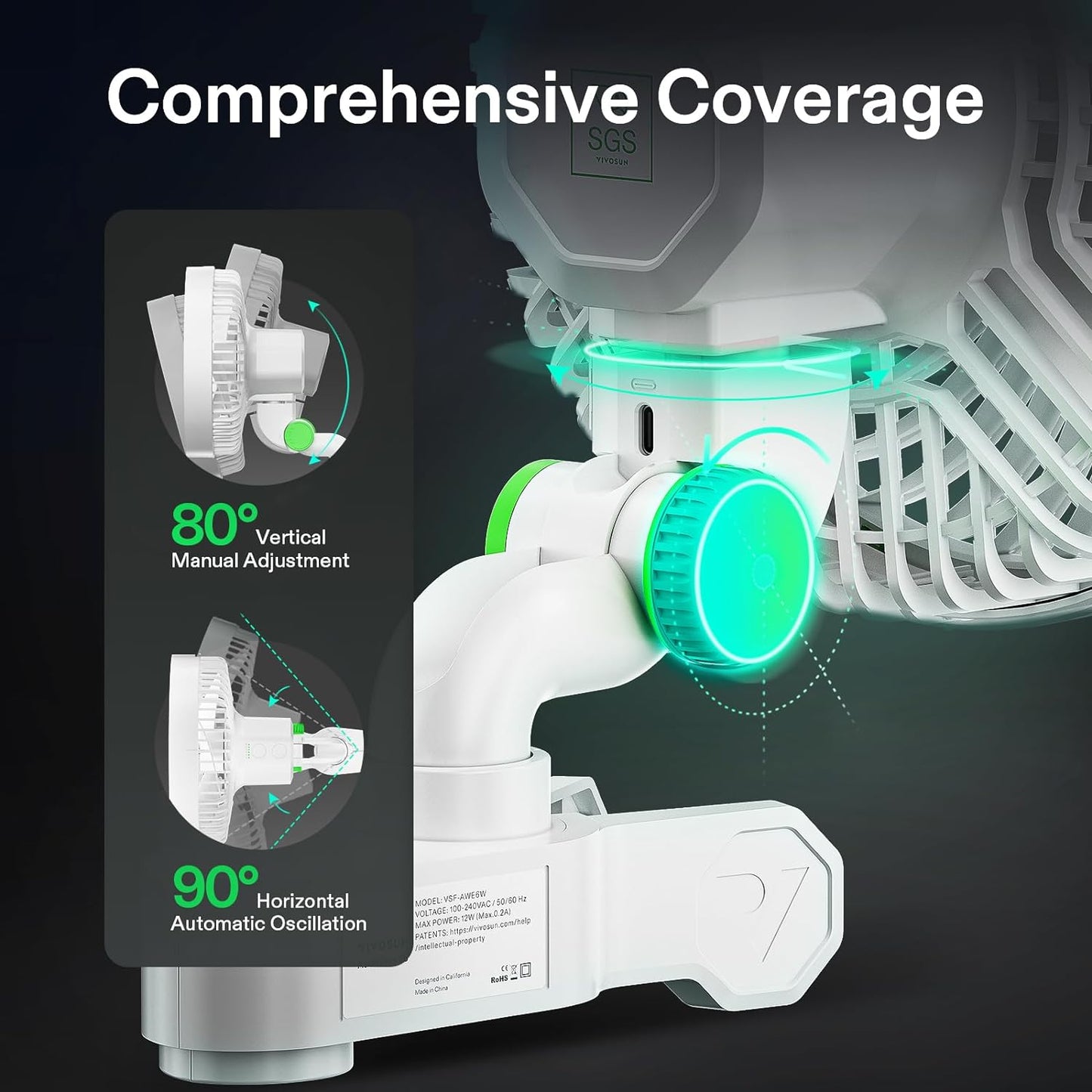 VIVOSUN 2-Pack AeroWave E6 Grow Tent Fan 6”, EC Motor, Smart Wifi Control, US Patented Auto Oscillating Clip fan, IP54, Strong Airflow but Quiet for Hydroponic Ventilation Circulation