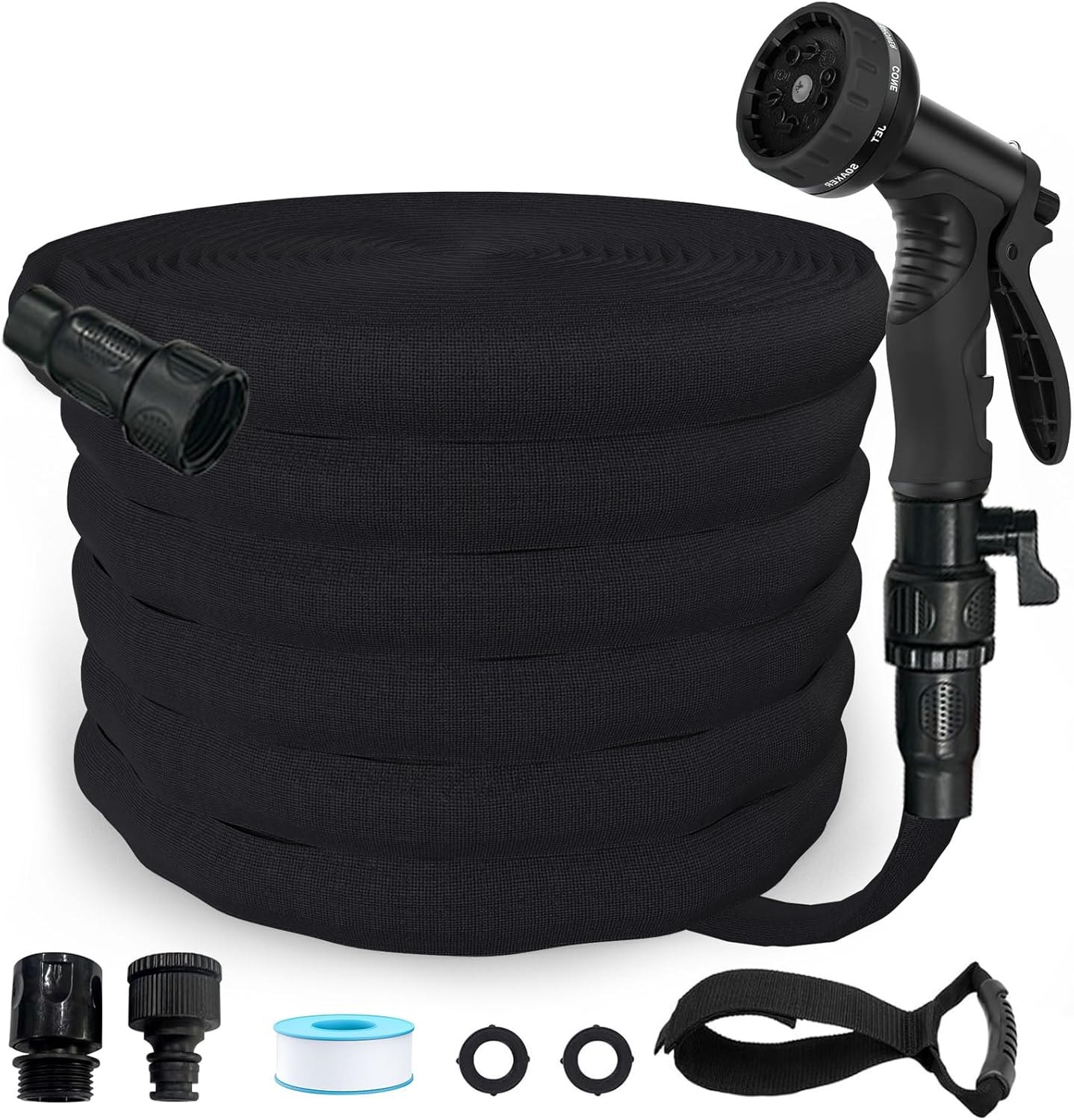 Garden Hose, 2025 Upgraded Non-Expanding Water Hose Sturdy & Lightweight 3/4 Hose, No-Kink, Tough & Flexible Water Pipe, Crush-Proof for Yard, Lawn, Outdoor, Car Wash (Black, 100FT)