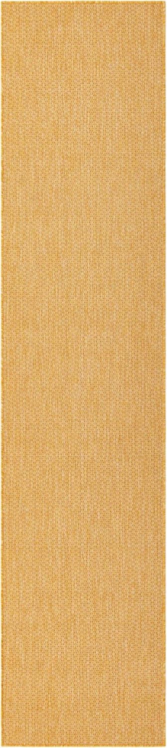 Unique Loom Collection Casual Transitional Solid Heathered Indoor/Outdoor Flatweave Area Rug (2' 7" x 12' Runner, Corn Harvest Yellow)