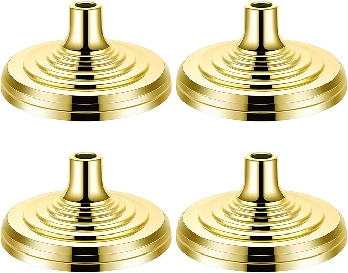 Leinuosen 4 Pcs Flag Holder Stand FlagPole Stand Flag Pole Base for Indoor Outdoor 1.3/1.1 Inch Diameter Flagpole Garden House Classroom Churches Meeting Party Flags Banner(Gold)
