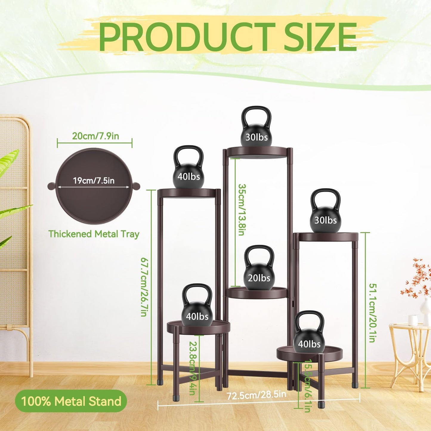 iDavosic.ly Plant Stand Indoor Outdoor, 6 Tier Corner Metal Flower Display Holder Shelf, Folding Tall Orchid Rack for Patio Balcony Porch Garden Living Room House, Violet Bronze