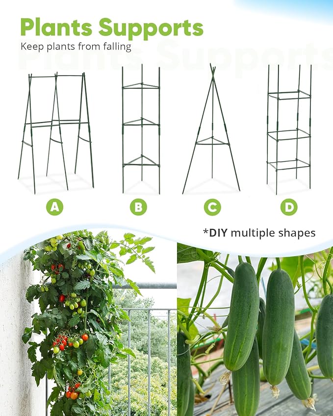 Quictent Galvanized Raised Garden Bed 8x4x1 Ft Metal Planter Box for Vegetables Bottomless for Backyard, 2 Tomato Cages Included, Green