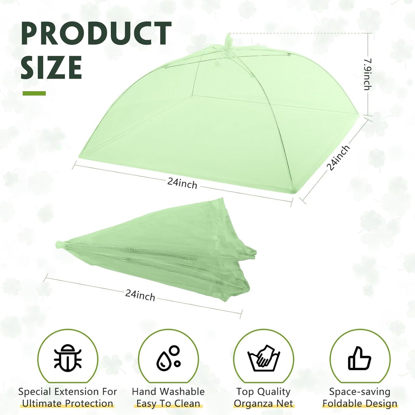 Sawysine 4 Pack Mesh Plant Cover Reusable Screen Cloche Dome Plant Protector Tent Collapsible Umbrella for Outdoor Garden Greenhouse Vegetable Flowers Strawberry from Animals(24 x 24 Inch,Green)