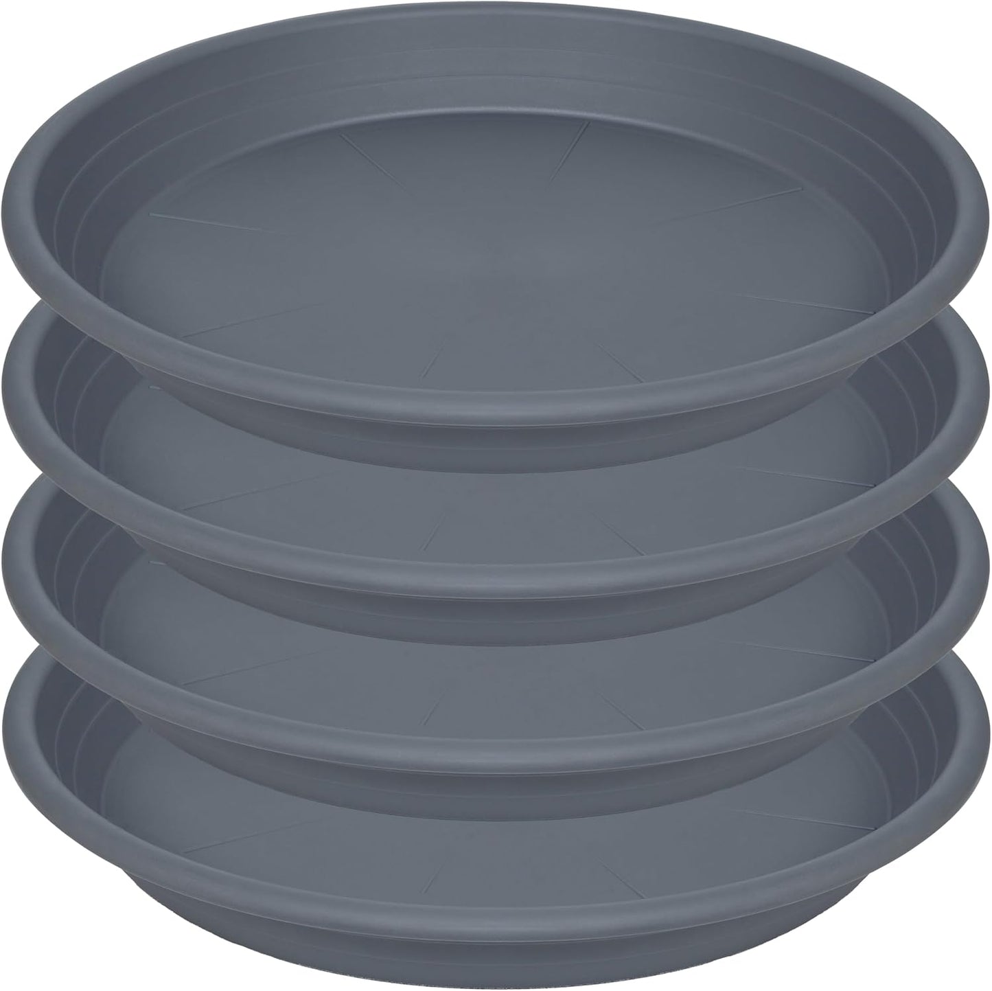 4 Pack of 16 inch Plant Saucer, Large Plant Tray, Heavy Sturdy Plant Drainage Tray for Indoors, Bird Bath Bowls, Sturdy Plastic Pot Tray for Planter 14 15 16"(Gray)