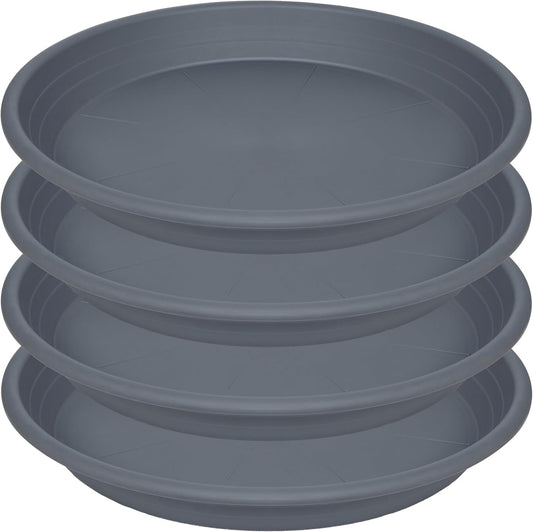 4 Pack of 16 inch Plant Saucer, Large Plant Tray, Heavy Sturdy Plant Drainage Tray for Indoors, Bird Bath Bowls, Sturdy Plastic Pot Tray for Planter 14 15 16"(Gray)