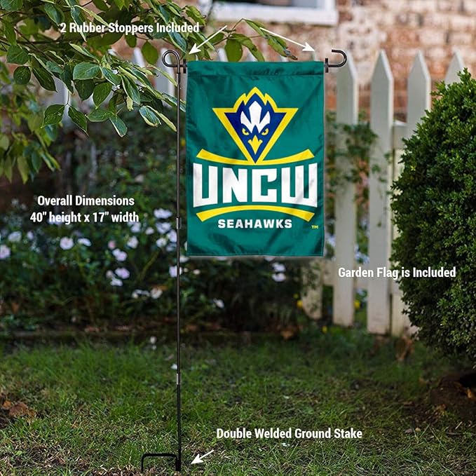College Flags & Banners Co. North Carolina Wilmington Seahawks Garden Flag with Stand Holder