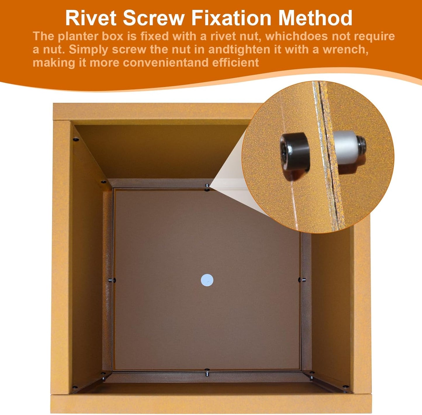 Corten Steel Planter Box 21"x20"x20", Metal Planter Spliced Flower Pot with Partitions, Outdoor & Indoor Large Rectangular Planter Box for Porch, Patio, Garden, Commercial Décor