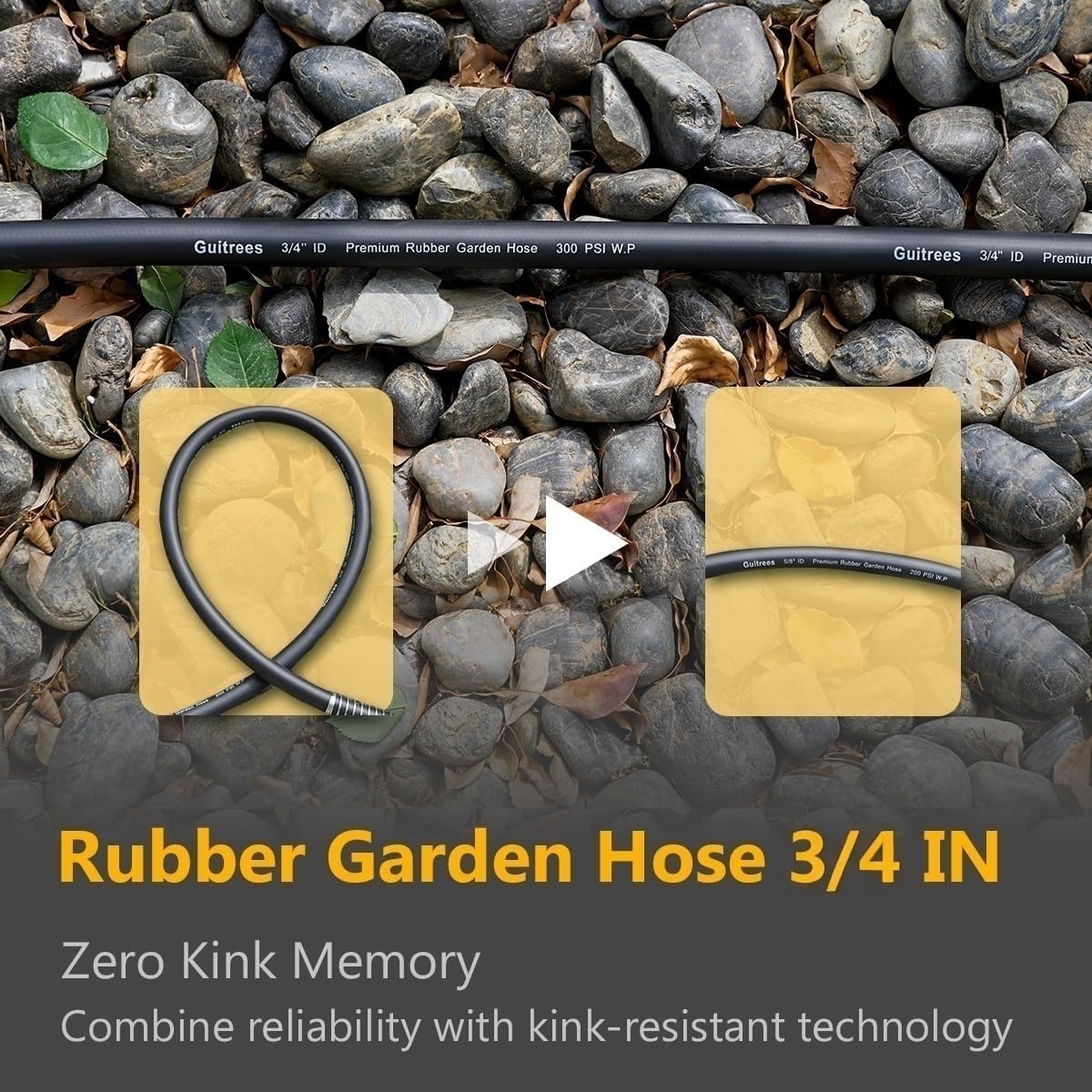 Leader Garden Hose 10ft x 3/4", Heavy Duty Short Water Hose, Male to Female Fittings, Five Layered Braiding for Durability, 1000PSI Burst, 300PSI Working (Black)