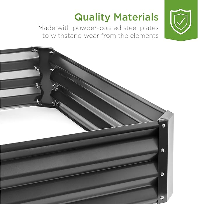 Best Choice Products 6x3x1ft Outdoor Metal Raised Garden Bed Box Vegetable Planter for Vegetables, Flowers, Herbs, and Succulents - Dark Gray