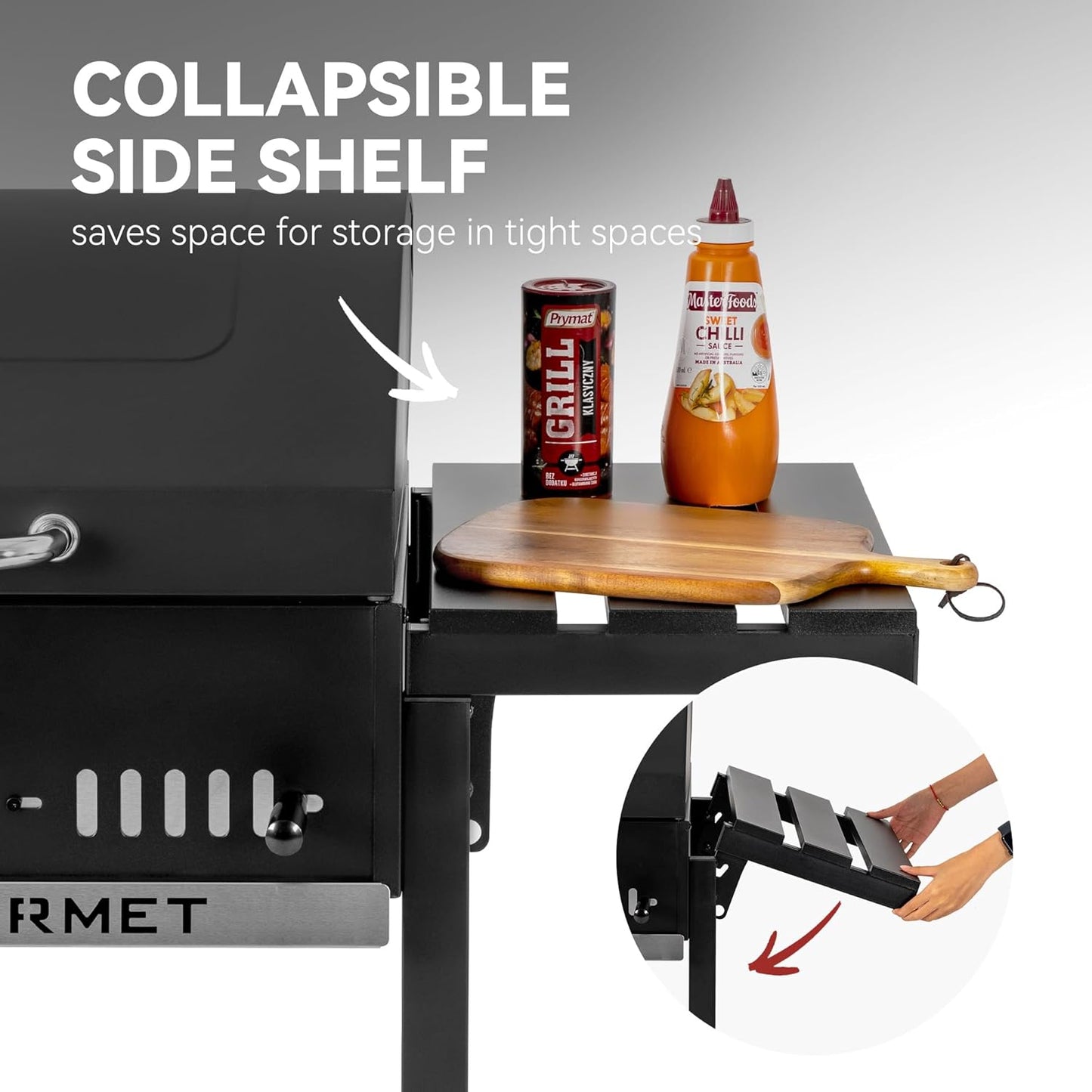 Royal Gourmet CD1824ET Movable Charcoal BBQ Grill with Foldable Side Tables, Outdoor Barbecue Grill with 470 Sq. In. Cooking Area for Outdoor Picnic and Camping Grilling, Black