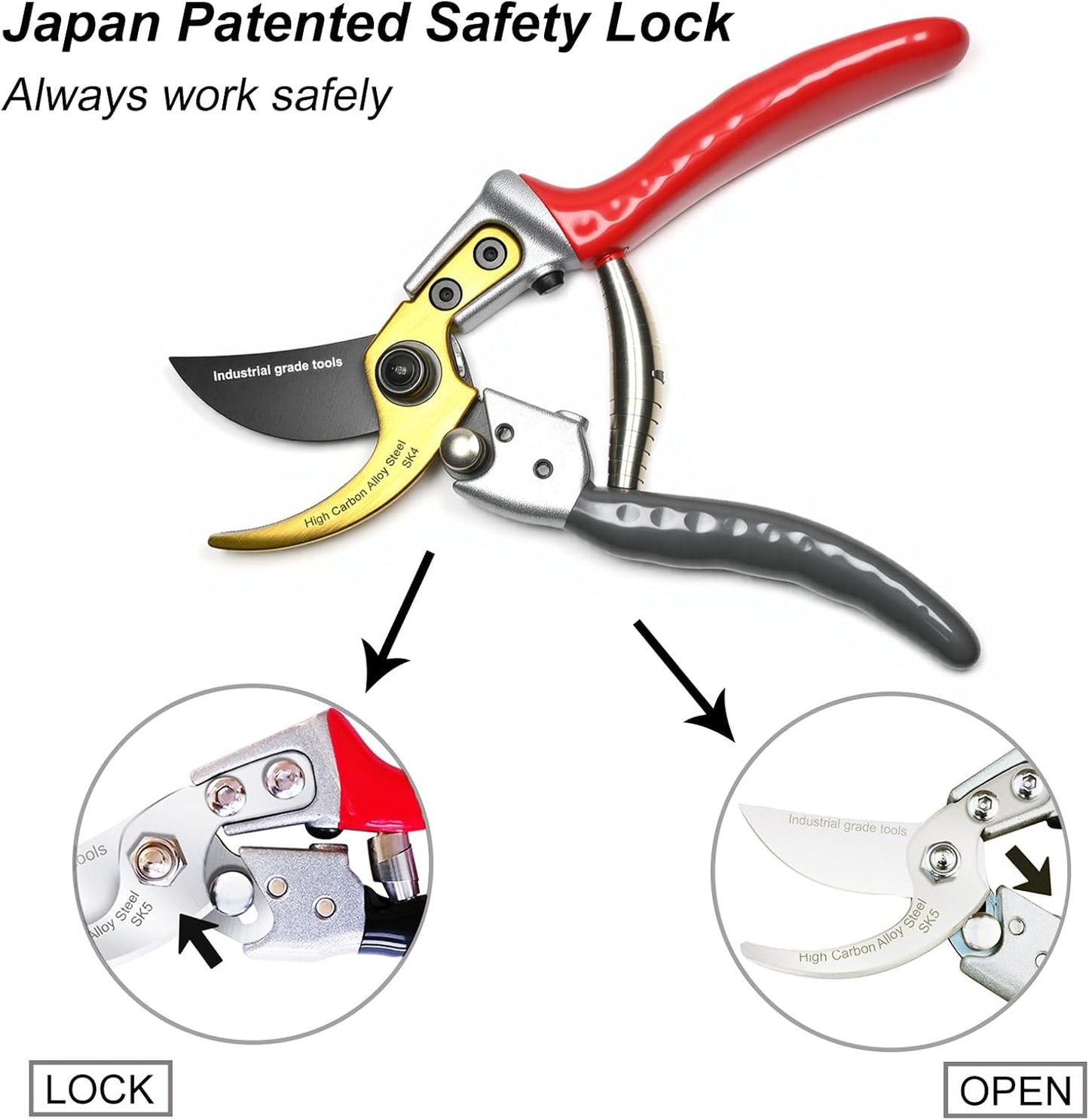 TONMA Bypass Pruning Shears [Made in Japan] 8 Inch Heavy Duty Garden Shears for Gardening, Professional Hand Pruners Garden Clippers with Japanese SK4 Steel Blades, Ergonomic Non-Slip Grip
