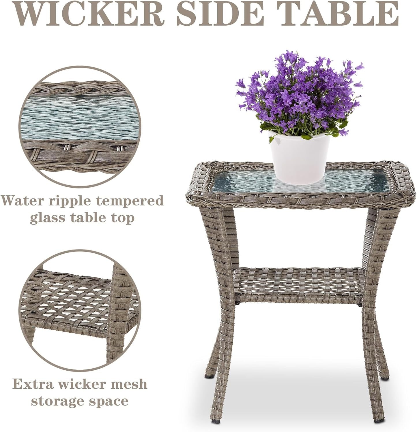 5 Piece Outdoor Patio Furniture Set with Deep Seating Swivel Rocker Chairs Loveseat and Rattan Coffee Table Outdoor Conversation Sets for Deck Backyard Poolside,Gray Wicker Red Cushion