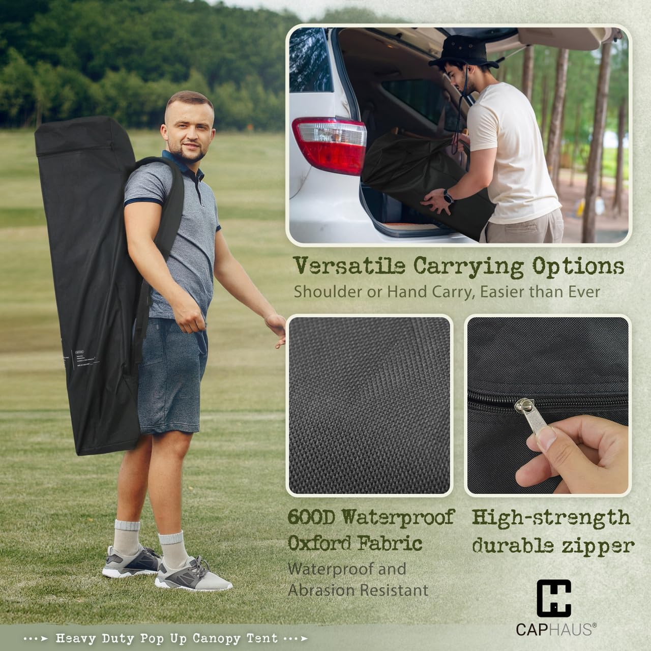 CAPHAUS One-Push Pop Up 8x8 Canopy Tent, Heavy-Duty Commercial Grade with Central Lock, Portable Instant Folding Shelter with10x10 Base, Perfect for Outdoor Beach Canopy, Blue