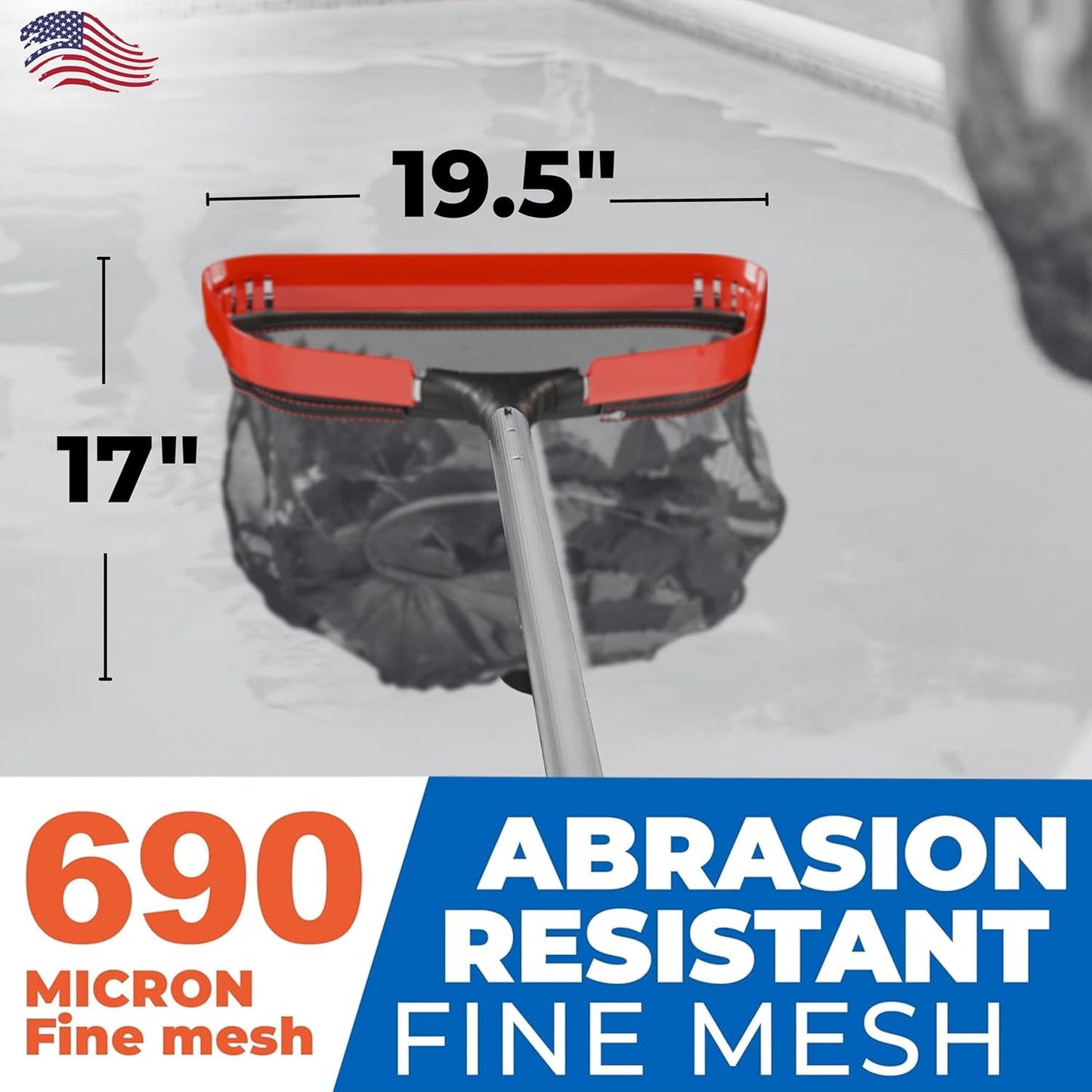 ProTuff 19" Fine Pool Nets for PROS – 6 Pack – “490 Promise” Unlimited, Unconditional Replacement - 3X Faster Than Vacuums – Wide Pool Skimmer Net with Deep Bag for Easy Maintenance of Leaves & Debris