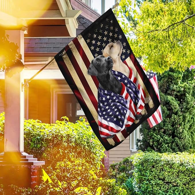 FLAGWIX Black and Yellow Labrador Retriever Flag - Outdoor Decorations, 29.5" x 39.5" House Flag for Porch, Patio, Wall Decor, Heavy-Duty Canvas Garden Home Decor Double Sided