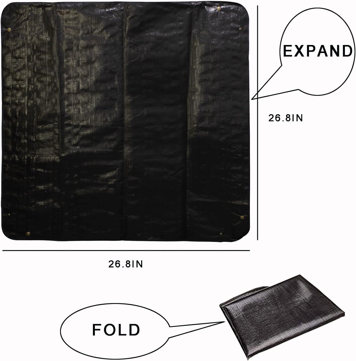 BIUWING 2PCS Indoor Plant Transplanting Repotting Mat Foldable Garden Work Cloth Waterproof Thicken Gardening Mat, Black (26.8" x 26.8")