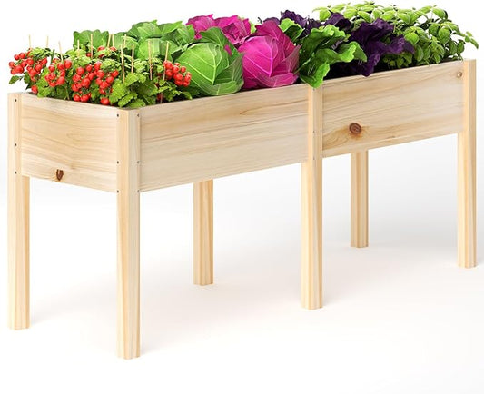 MIXC Wooden Raised Garden Bed with Legs, 72”L X 23”W, Elevated Reinforced Large Planter Box for Vegetable Flower Herb Outdoors