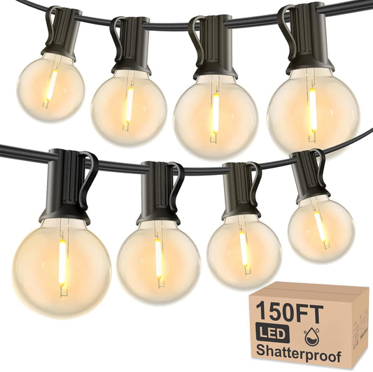 RTTY Outdoor String Lights 150 FT Globe LED Patio Lights with G40 Plastic Bulbs,Waterproof Shatterproof Dimmable Connectable Hanging for Backyard Porch Balcony Party Cafe Deck Decor