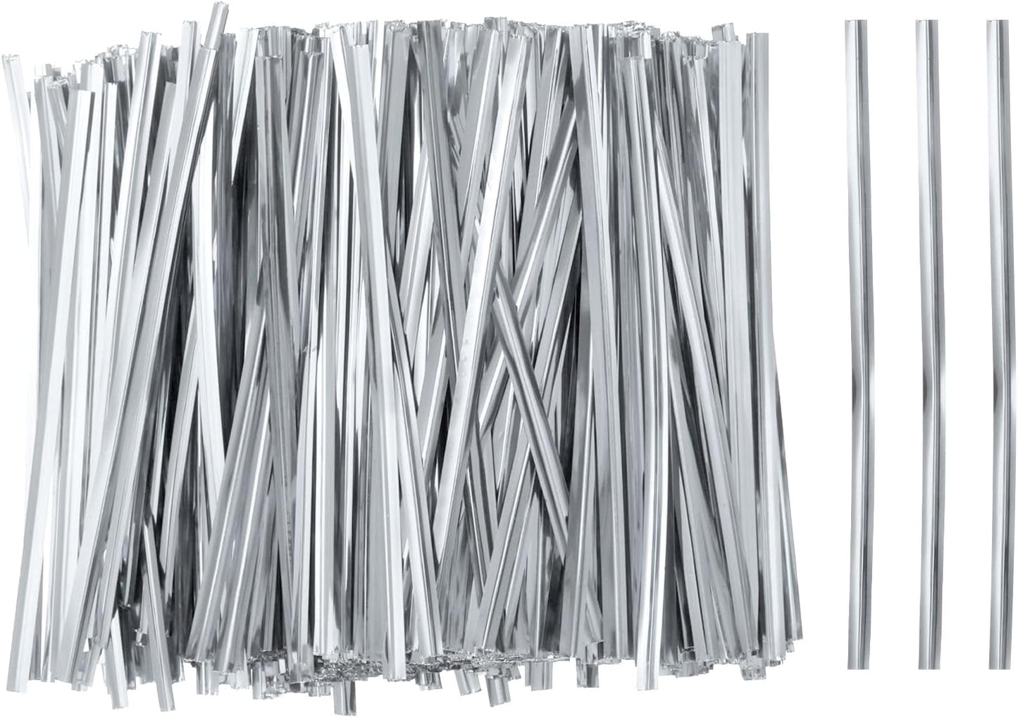 HARFINGTON 800pcs Bag Twist Ties 4" Reusable Plastic Metallic Twist Ties Wire Cable Ties for Party Bread Candy Cake, Silver