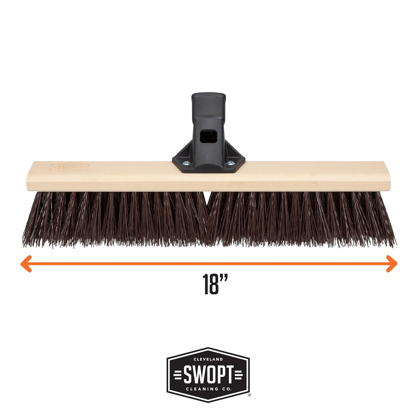 SWOPT 18" Premium Rough Surface Push Broom Head - Outdoor Broom for Driveways, Sidewalks, Patios - Interchangeable With All SWOPT Products for Efficient Cleaning & Storage