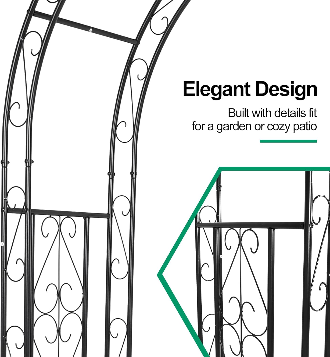 Metal Garden Arch 7.0ft High X 4.5ft Wide Garden Arbor for for Climbing Plants Roses Vines, Wide Garden Archway Arbor Trellis for Lawn Wedding Bridal Party Decoration Ceremony