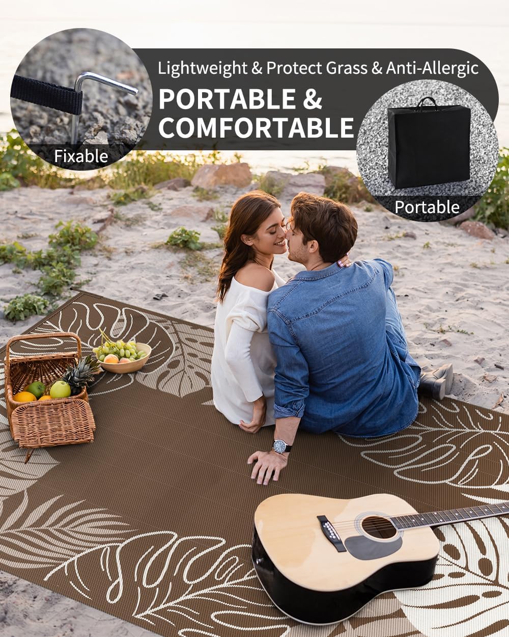 COCOER Tropical Outdoor Rug 6x9 Reversible-Waterproof Patio Rug-Quick Dry Outdoor Carpet-Outdoor Area Rugs Indoor Outdoor Rugs-Outside Rug Patio Decor for Porch Deck Balcony Backyard