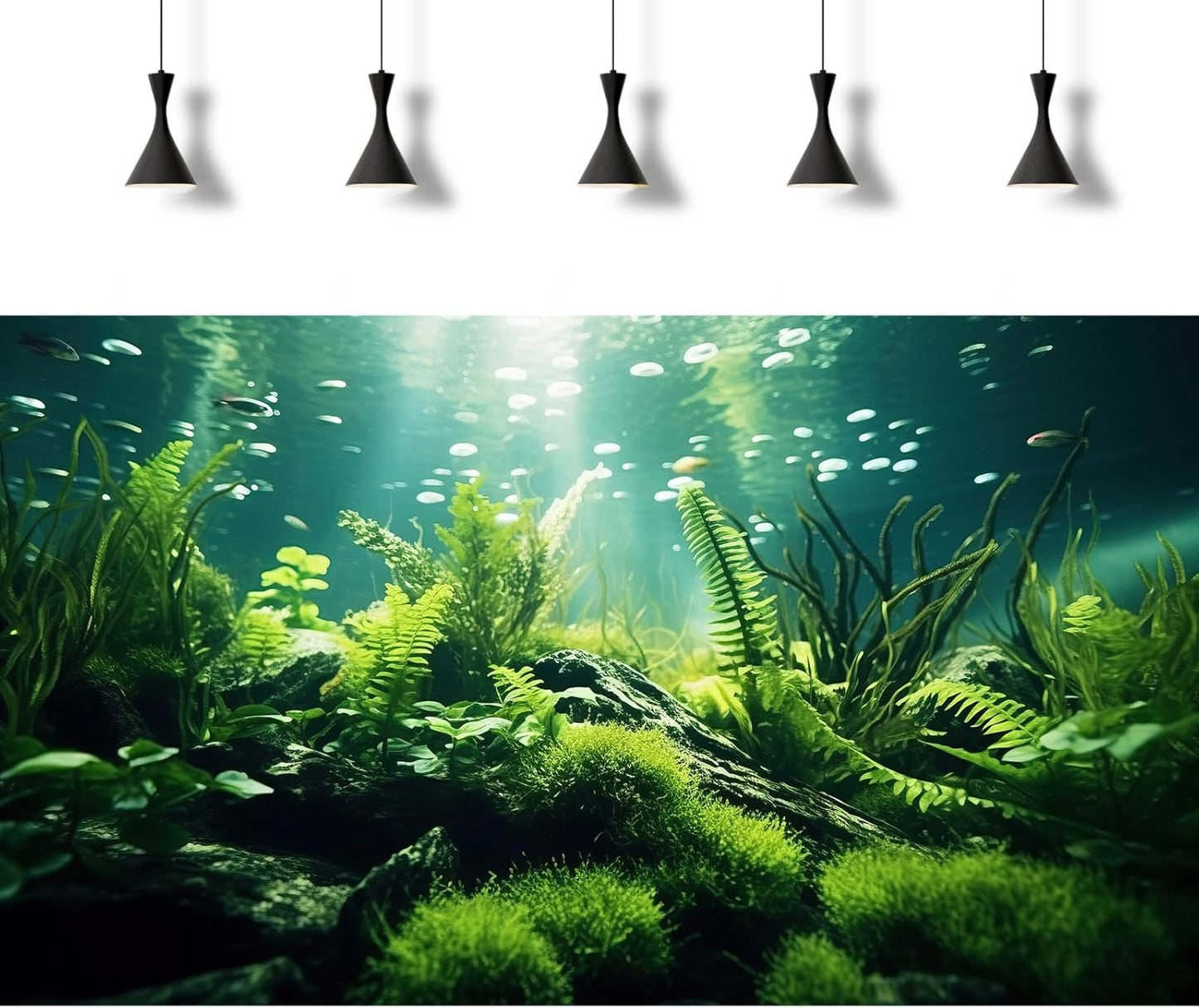 Underwater Fish Tank Background Under The Sea Aquatic Plants Aquarium Background Ocean Floor Rock Terrarium Backgrounds Tropical Fish Green Seaweeds Aquarium Backgrounds for Fish Tank Decor 24x12in