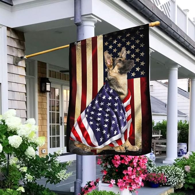 FLAGWIX German Shepherd Flag - Outdoor Decorations, 29.5" x 39.5" House Flag for Porch, Patio, Wall Decor, Heavy-Duty Canvas Garden Home Decor Double Sided